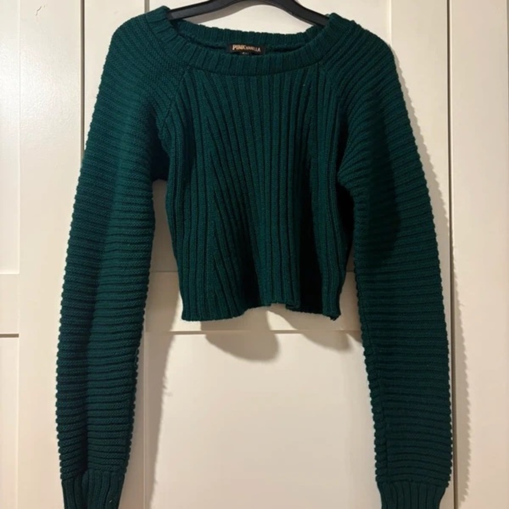 Emerald Ribbed Crew Neck Sweater